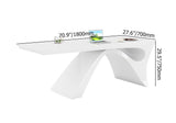 71" Modern White Computer Desk Rectangular Executive Desk with Abstract Base