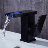Jess Modern LED Waterfall Single Handle Brass Faucet Single Hole for Bathroom Sinks Antique Black