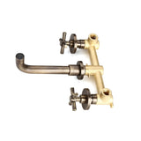 Melro Classic Wall Mounted Double Cross Handle Bathroom Sink Faucet in Antique Brass