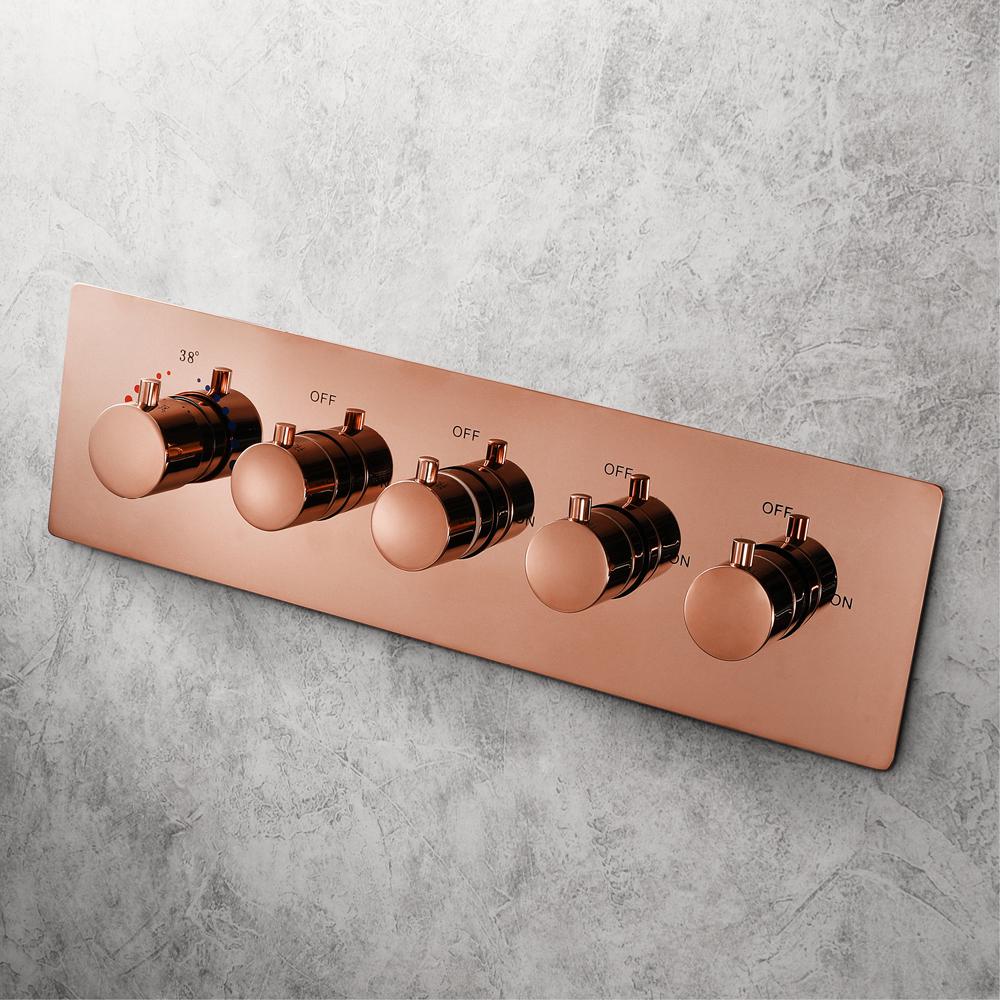 Wall-Mounted 23" Thermostatic Shower System in Gold 4 Functions
