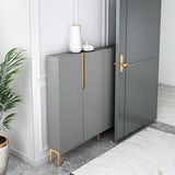 Nordic Gray Shoe Cabinet 3-Door Slim Shoe Organizer Adjustable Shelves in Small