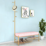 39" Gray Entryway Bench and Coat Rack Velvet Shoe Storage Bench with Coat Tree