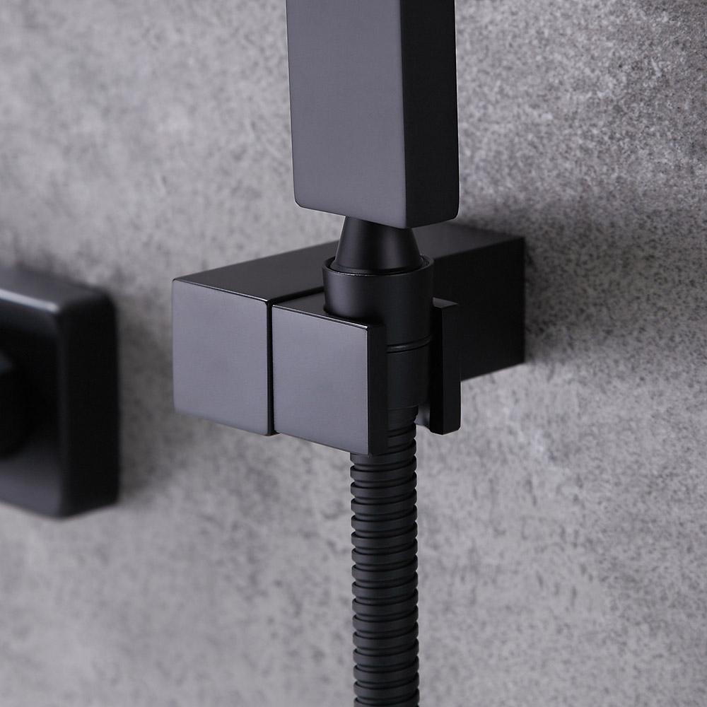 Ridge Wall Mount Waterfall Bathtub Faucet Matte Black with Hand Shower Solid Brass