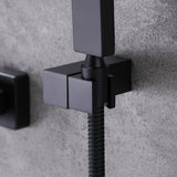 Ridge Wall Mount Waterfall Bathtub Faucet Matte Black with Hand Shower Solid Brass