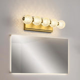 4-Light Clear Acylic Vanity Wall Light for Bathroom in Gold