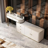 Modern Marble Top Makeup Vanity Dressing Table with Corner Cabinet