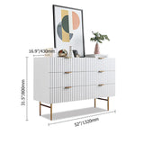 Minimalist Slatted White Bedroom Dresser with 6 Drawers