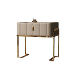 Champagne PU Leather Single Drawer Bedroom Nightstand Bedside Table with Stone Top