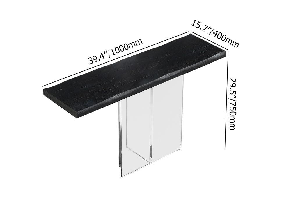40" Black Modern Narrow Console Table Entryway Floating Pinewood Top & Acrylic Pedestal