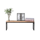 39.4" Farmhouse Entryway Bench Wood Bench with Metal Legs