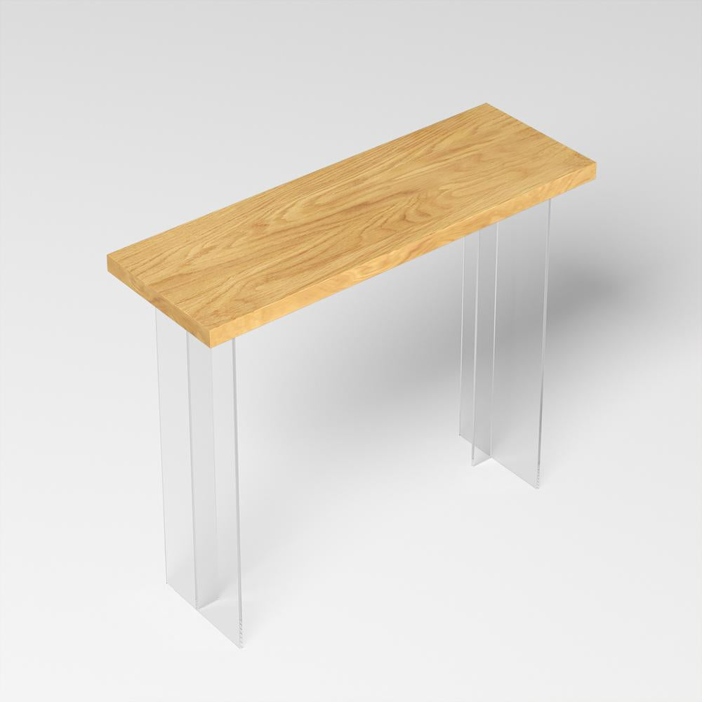 47.2" Wood Floating Bar Table Acrylic Base Bar Height Pub Table Rectangle