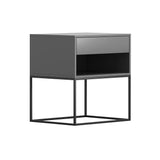 Blue Bedroom Nightstand with Drawer Bedside Table Metal Base