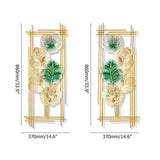 2 Pieces Metal Leaf Framed Wall Decor Gold & Green Rectangle