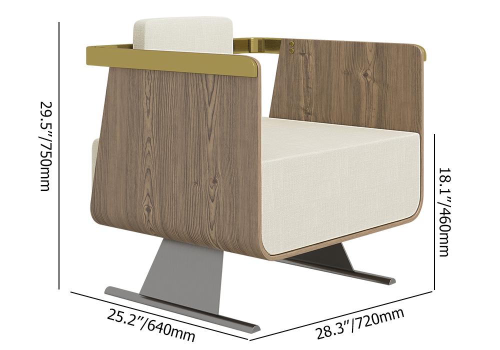 Black Modern Accent Chair Upholstered Cotton & Linen Accent Chair
