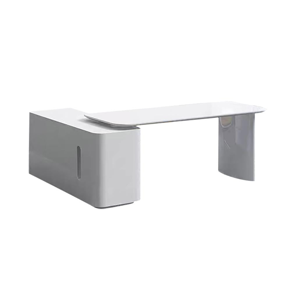 White L-Shape Executive Desk Large Home Office Desk Storage Drawers & Cabinet Right Hand