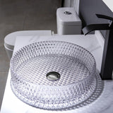 Vessel Transparent Diamond Shaped Crystal Glass Bathroom Wash Sink