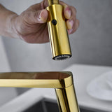 Rose Gold Single Hole High Arc Magnetic Kitchen Faucet Dual-function Spray