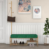 39" Gray Entryway Bench and Coat Rack Velvet Shoe Storage Bench with Coat Tree