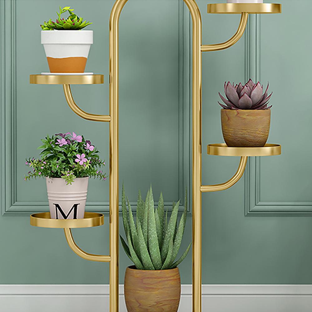 25"/37" Modern Tree-Shaped 4/6-Tiered Plant Stand in Gold Set of 2