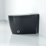 Elongated One-Piece Smart Toilet Floor Mounted Automatic Toilet in Black & Gold Rim