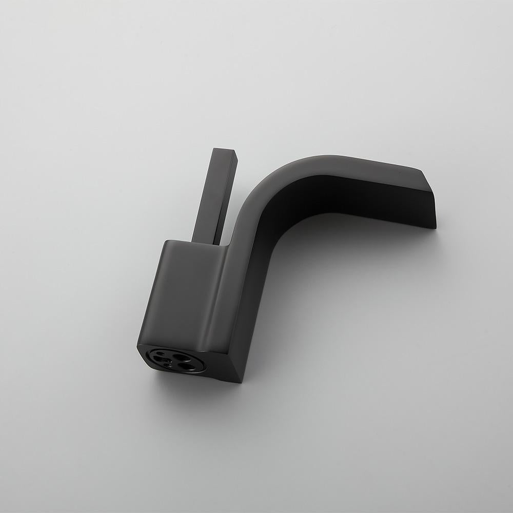 Waterfall Spout Single Joystick Handle Bathroom Sink Faucet in Matte Black