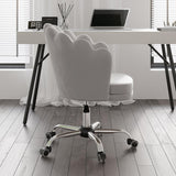 Blue Modern Swivel Office Chair Velvet Upholstered Task Chair Adjustable Height