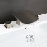 Grop Brushed Gold Waterfall Widespread Bathroom Sink Faucet Double Handle