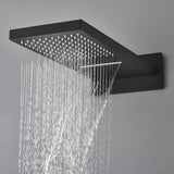 Matte Black Modern Wall Mounted Waterfall Shower System Solid Brass with Handheld Shower