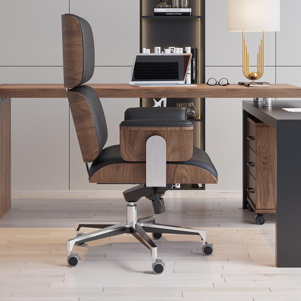 Modern Black Home Office Chair Upholstered Swivel Task Office Chair Height