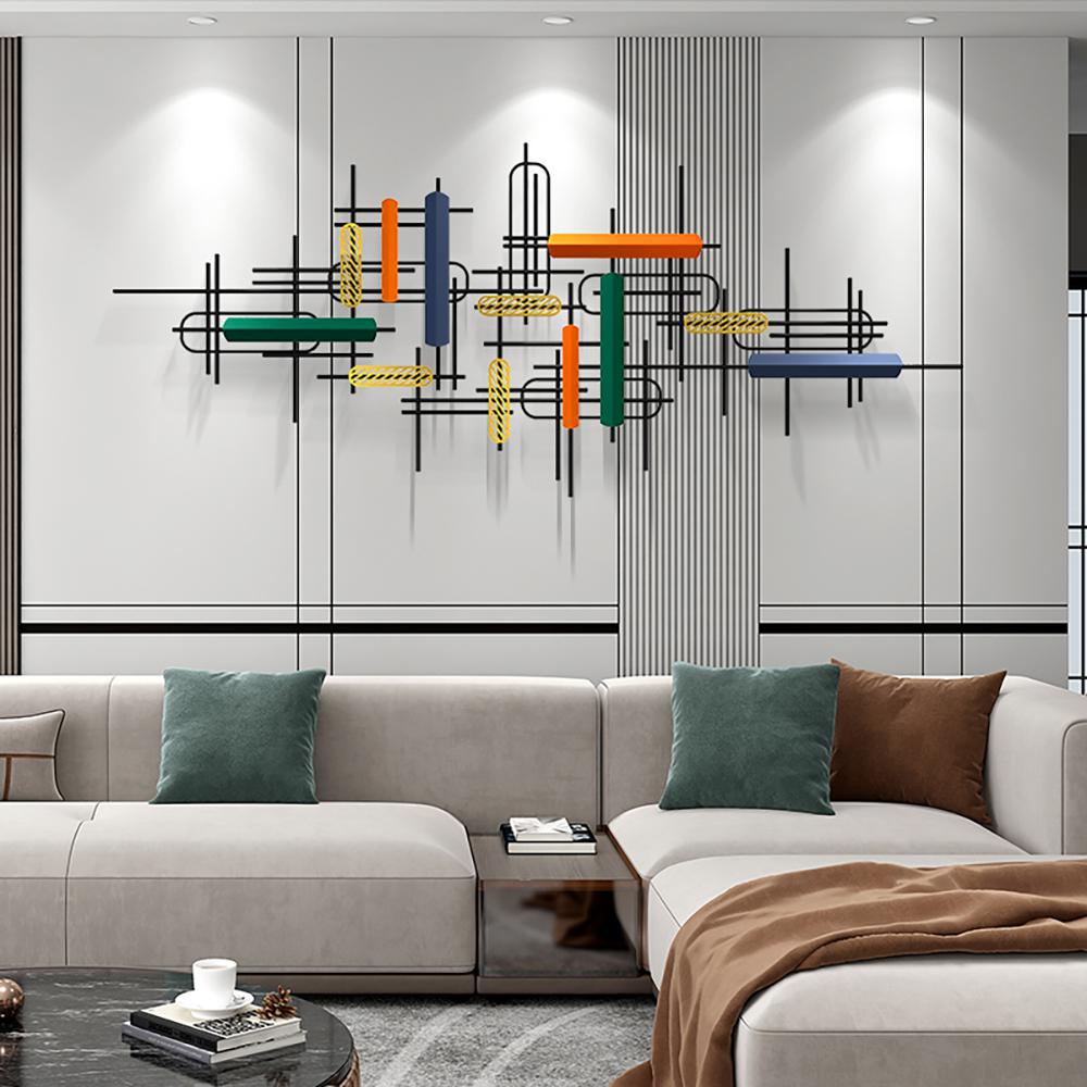 Modern Abstract Metal Wall Decor with Geometirc Overlapping Design