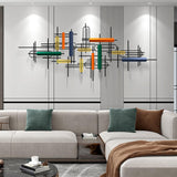 Modern Abstract Metal Wall Decor with Geometirc Overlapping Design