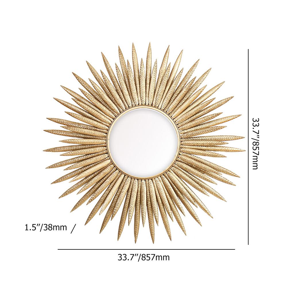 Luxury Creative Gold Sun Metal Wall Mirror Decor Art