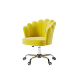 Blue Modern Swivel Office Chair Velvet Upholstered Task Chair Adjustable Height