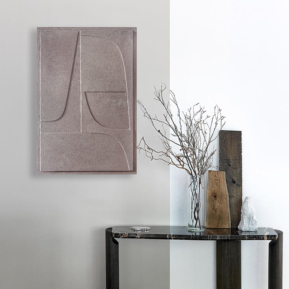 Nordic Style 3D Hanging Wall Decor Wooden Sandstone Carving Decorative Relief Painting