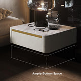 Modern White Floating Nightstand 1 Drawer Bedside Table with Sintered02Stone Top