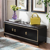 39.4" Faux Leather Upholstered Entryway Bench with Storage Shoe Cabinet 3-Door
