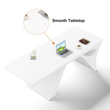 71" Modern White Computer Desk Rectangular Executive Desk with Abstract Base