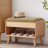 Farmhouse Mini Upholstered Shoe Rack Flip-Top Stool-Gray