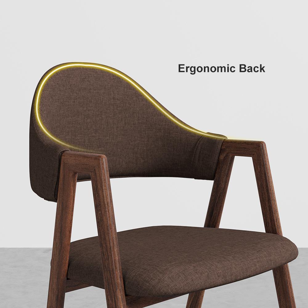 Gray Linen Upholstered Dining Chair Side Chair (Set of 2)