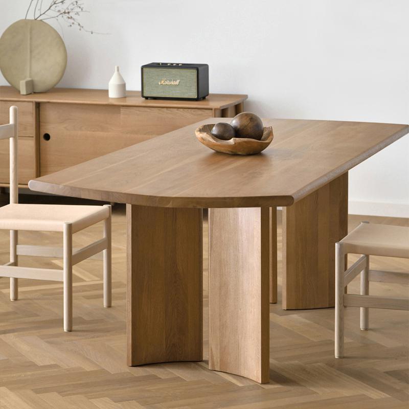 Rustic 63" Solid Wood Dining Table Walnut Wooden Tabletop for 6 Person