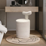 Modern White Boucle Vanity Stool with Round Seat & Back Bedroom Vanity Chair