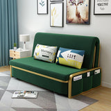 Modern Convertible Sofa Bed with Storage Velvet Upholstery in Beige & Gold