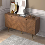 Capet Mid-Century 63" Walnut Sideboard Buffet 4-Door Kitchen Cabinet Adjustable Shelves