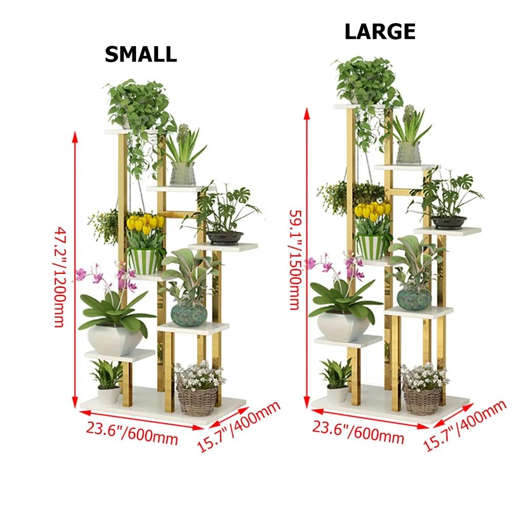 59.1" Modern Ladder 7-Tiered Plant Stand in Gold & White