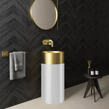 Gold Modern Luxury Round Stainless Steel Sink Pedestal Sink Freestanding