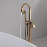 Classic Single Handle Swirling Spout Freestanding Tub Faucet with Handshower