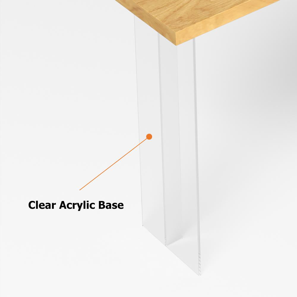 47.2" Wood Floating Bar Table Acrylic Base Bar Height Pub Table Rectangle