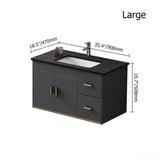 24" Floating Wood Bathroom Vanity Set with Black Stone Top & Ceramic Sink