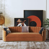 70.9" Modern Velvet Couch Curved Sofa in Orange with Stainless Steel Base