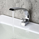 Modern Single Hole 1-Handle C-Shaped Curved Spout Bathroom Sink Faucet with Pop Up Drain in Brushed Nickel